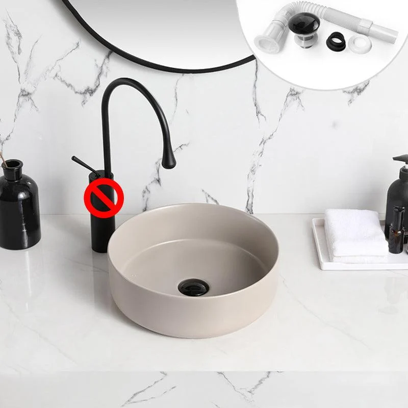 Modern Style Vessel Sink Pure Color Round Ceramic Vessel Sink -Bathlova