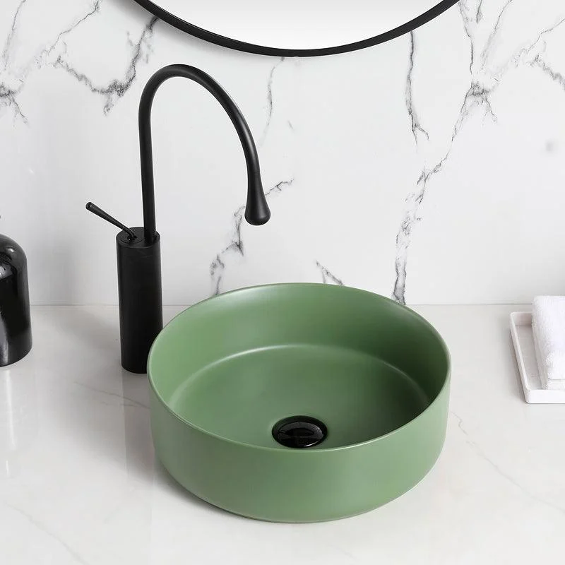 Modern Style Vessel Sink Pure Color Round Ceramic Vessel Sink -Bathlova