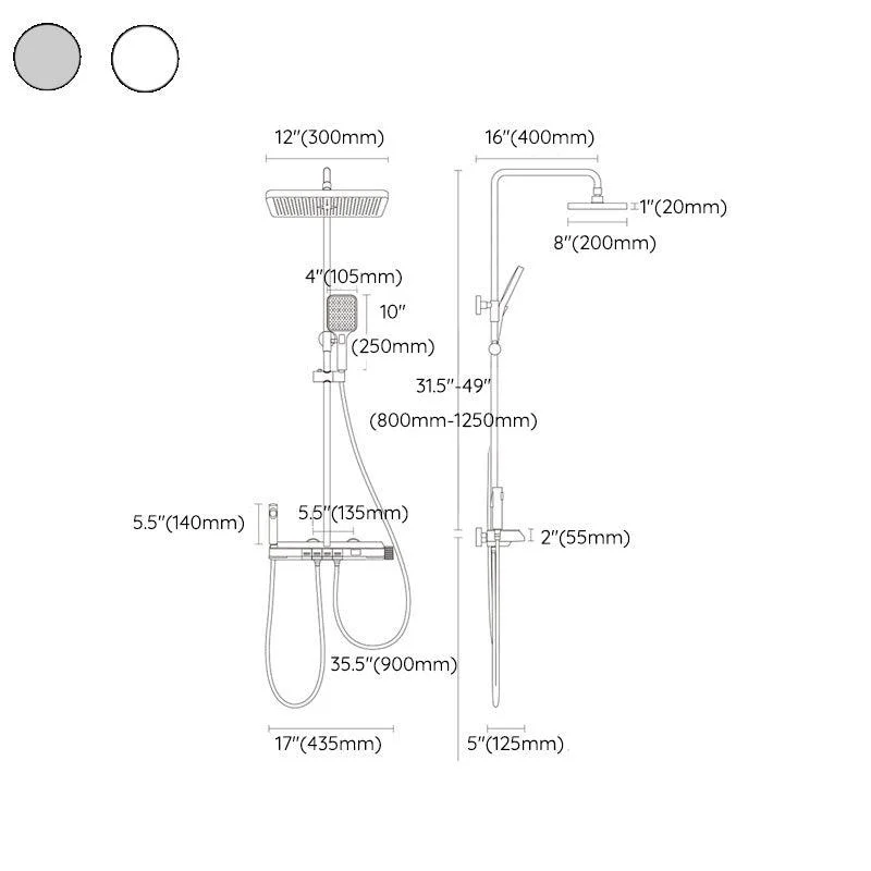 Modern Style Wall Mounted Shower Combo with Thermostatic Shower System -Bathlova