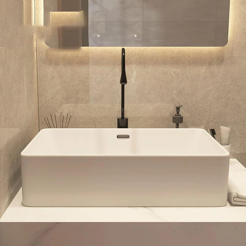 Modern Style White Bathroom Sink Rectangle Ceramic Bathroom Sink -Bathlova