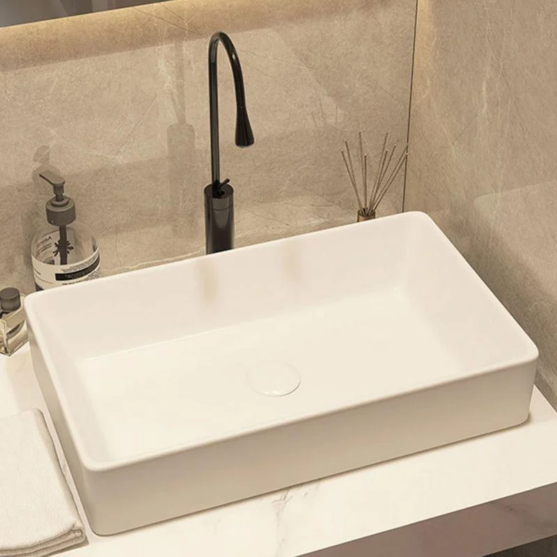 Modern Style White Bathroom Sink Rectangle Ceramic Bathroom Sink -Bathlova