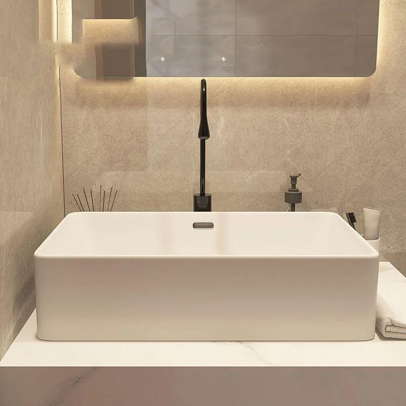 Modern Style White Bathroom Sink Rectangle Ceramic Bathroom Sink -Bathlova