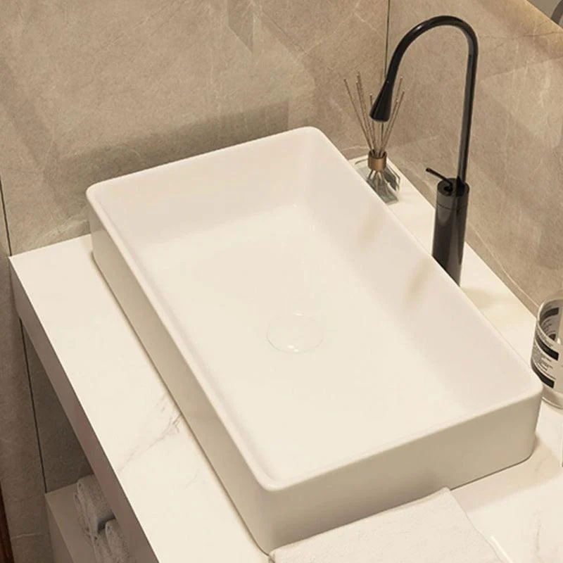 Modern Style White Bathroom Sink Rectangle Ceramic Bathroom Sink -Bathlova