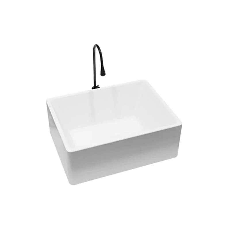 Modern Style White Bathroom Sink Rectangle Ceramic Bathroom Sink -Bathlova