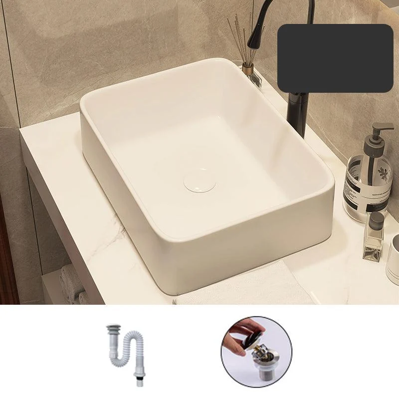 Modern Style White Bathroom Sink Rectangle Ceramic Bathroom Sink -Bathlova