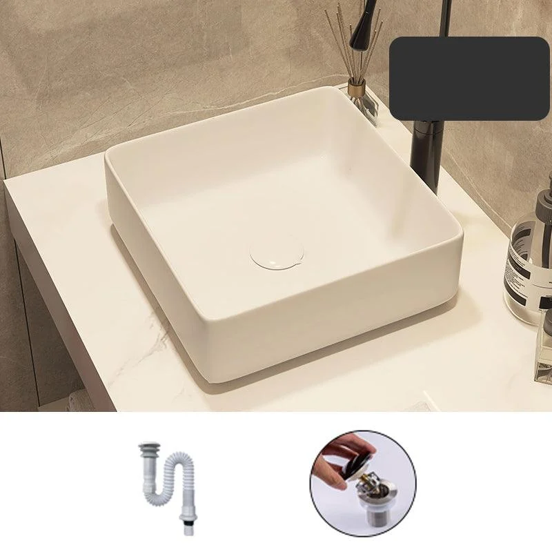 Modern Style White Bathroom Sink Rectangle Ceramic Bathroom Sink -Bathlova