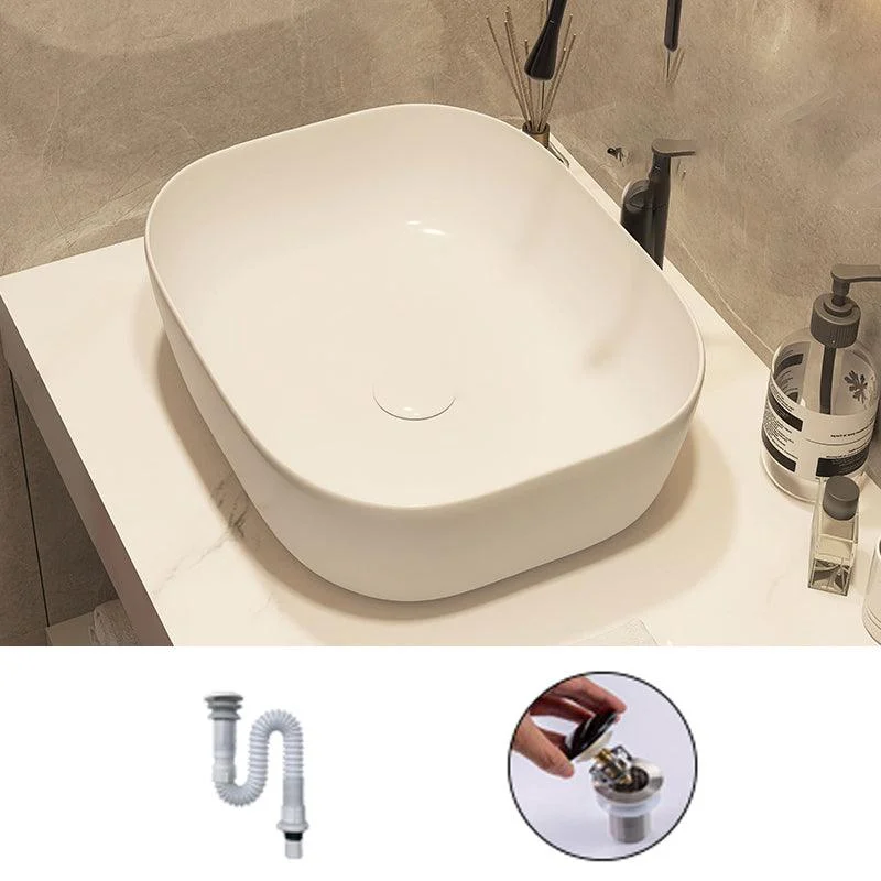 Modern Style White Bathroom Sink Rectangle Ceramic Bathroom Sink -Bathlova