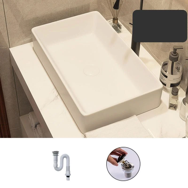 Modern Style White Bathroom Sink Rectangle Ceramic Bathroom Sink -Bathlova