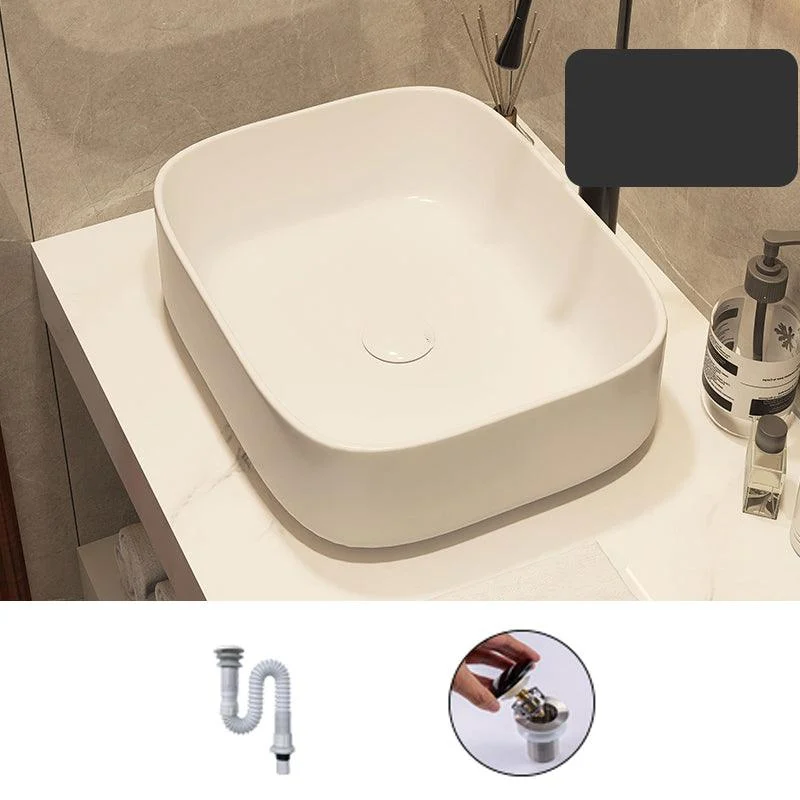 Modern Style White Bathroom Sink Rectangle Ceramic Bathroom Sink -Bathlova