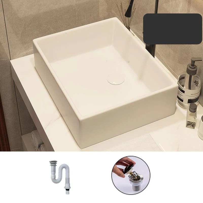 Modern Style White Bathroom Sink Rectangle Ceramic Bathroom Sink -Bathlova