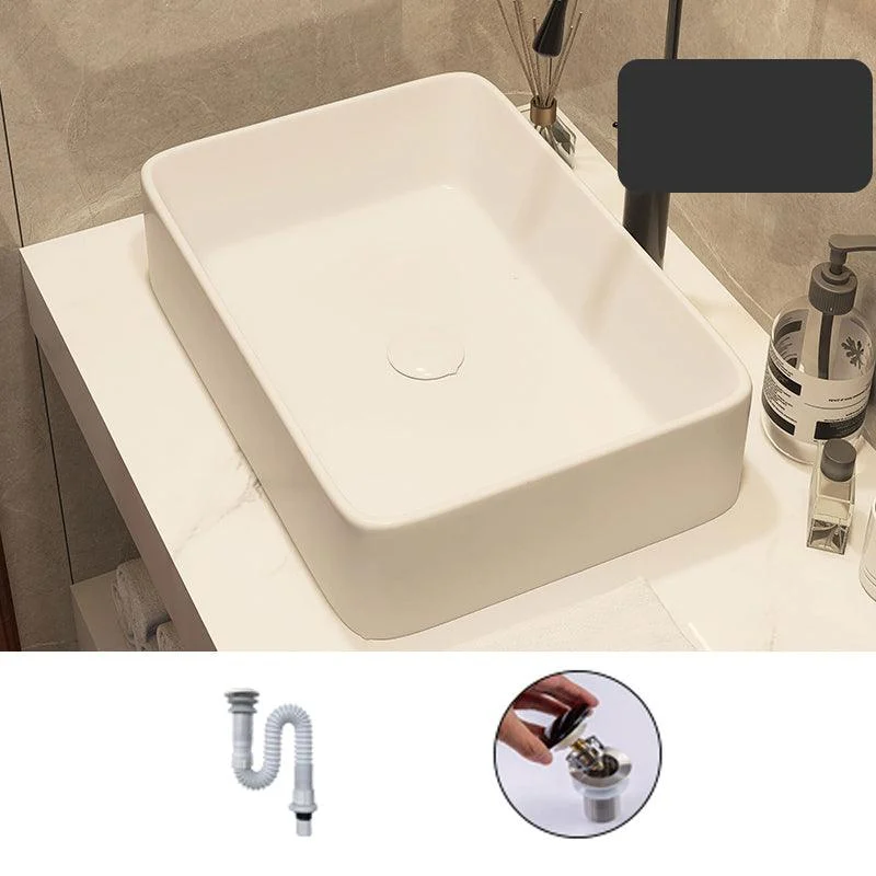 Modern Style White Bathroom Sink Rectangle Ceramic Bathroom Sink -Bathlova