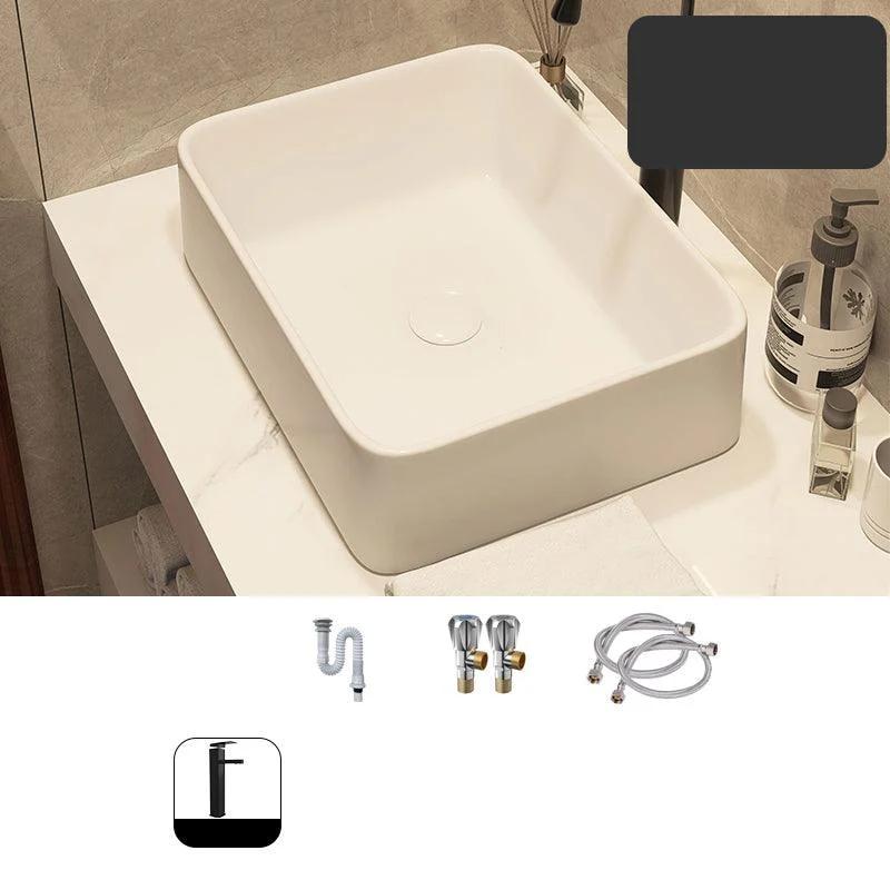 Modern Style White Bathroom Sink Rectangle Ceramic Bathroom Sink -Bathlova