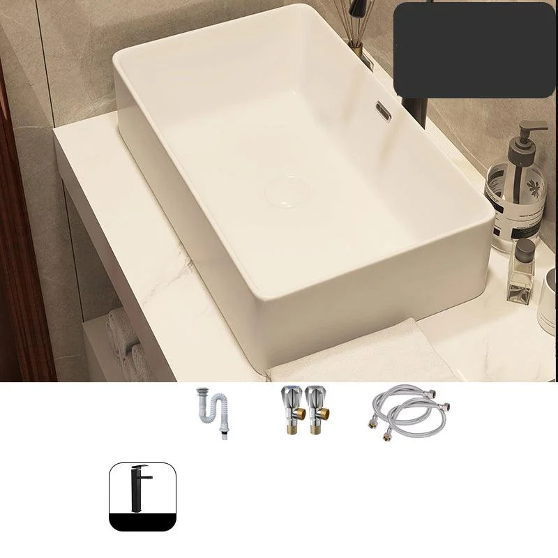 Modern Style White Bathroom Sink Rectangle Ceramic Bathroom Sink -Bathlova