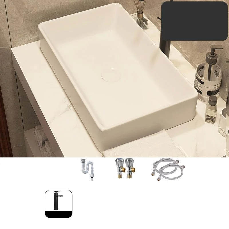 Modern Style White Bathroom Sink Rectangle Ceramic Bathroom Sink -Bathlova