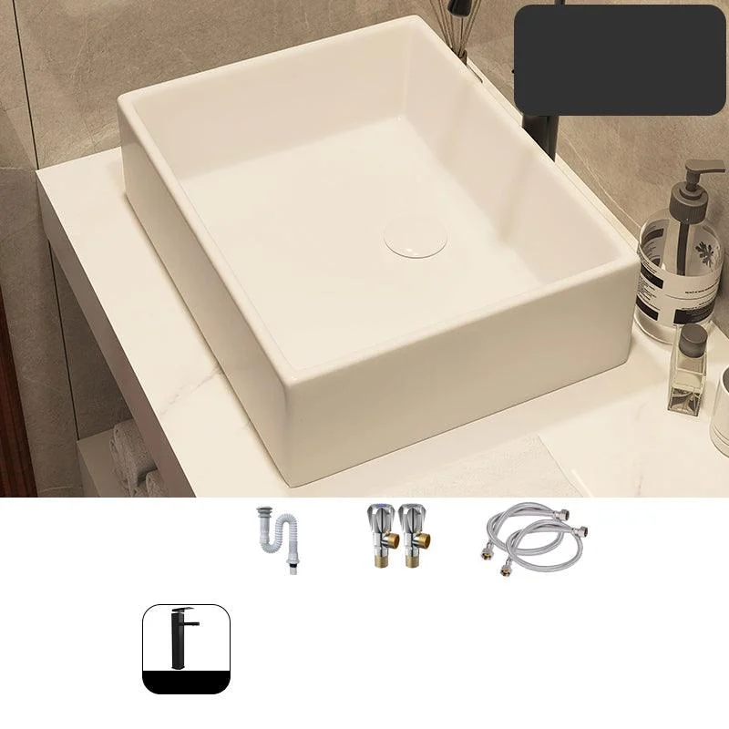 Modern Style White Bathroom Sink Rectangle Ceramic Bathroom Sink -Bathlova