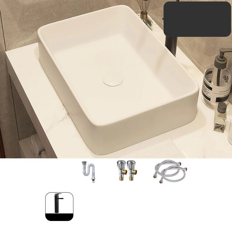 Modern Style White Bathroom Sink Rectangle Ceramic Bathroom Sink -Bathlova