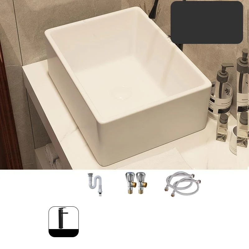 Modern Style White Bathroom Sink Rectangle Ceramic Bathroom Sink -Bathlova