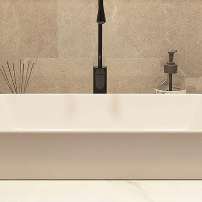 Modern Style White Bathroom Sink Rectangle Ceramic Bathroom Sink -Bathlova