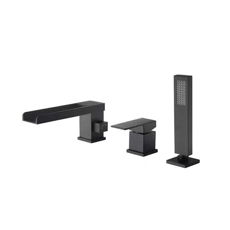 Modern Swivel Bathroom Tap Low Arc Deck Mounted Bathtub Tap -Bathlova