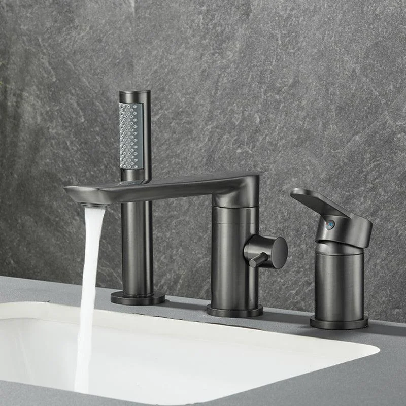 Modern Swivel Bathtub Tap Double Handle Deck Mounted Bathroom Tap with Handles -Bathlova