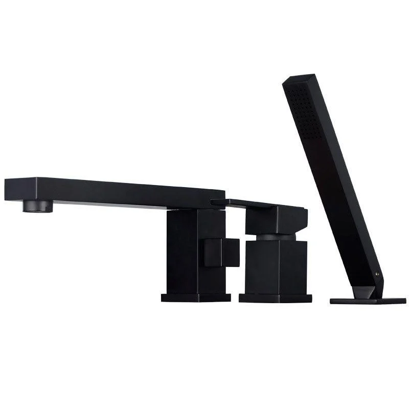 Modern Swivel Roman Tub Tap Set Deck Mounted with Handheld Shower -Bathlova