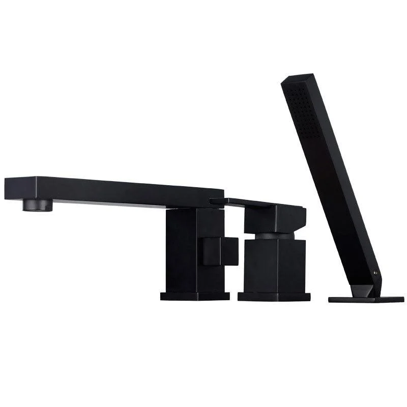 Modern Swivel Roman Tub Tap Set Deck Mounted with Handheld Shower -Bathlova