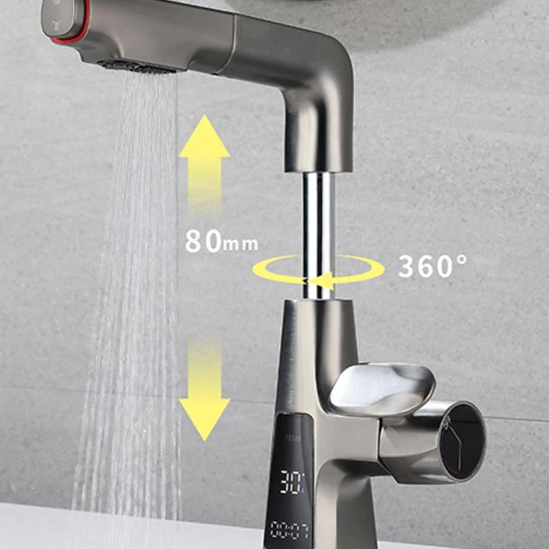 Modern Swivel Spout Sink Tap Bathroom Low Arc Lifting Tap -Bathlova