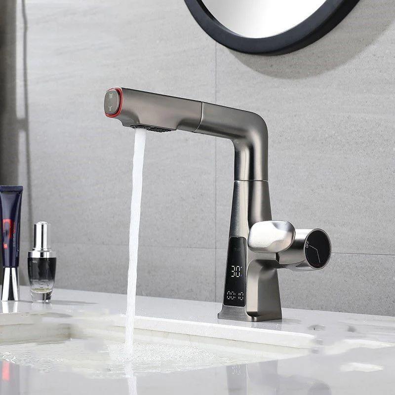 Modern Swivel Spout Sink Tap Bathroom Low Arc Lifting Tap -Bathlova