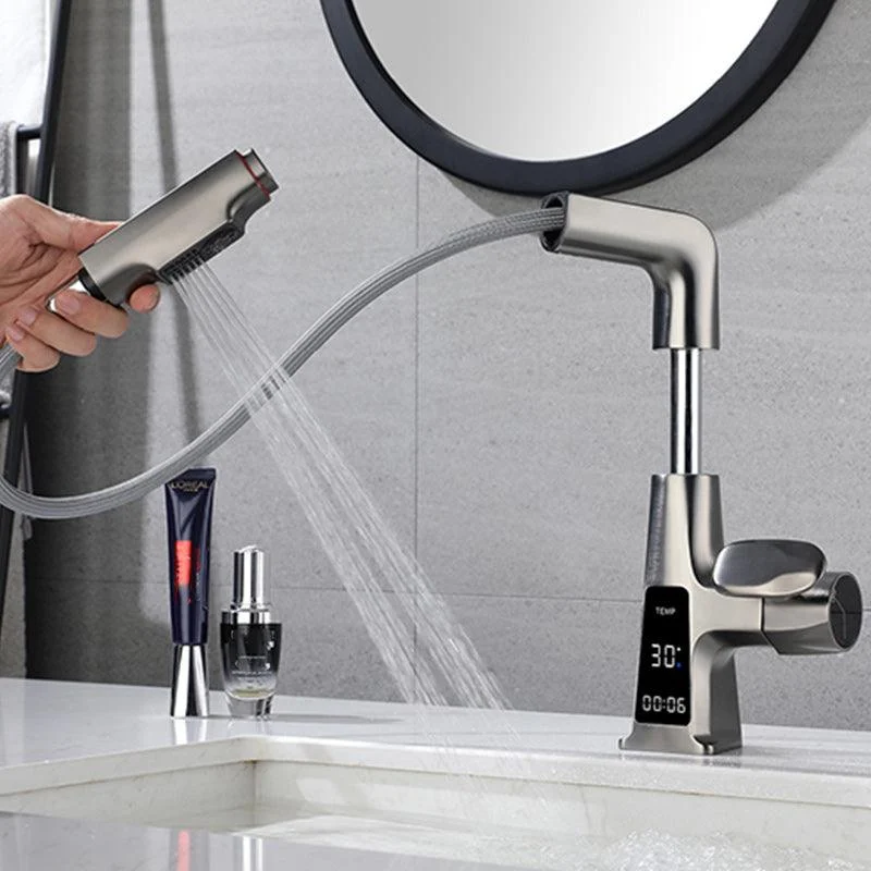 Modern Swivel Spout Sink Tap Bathroom Low Arc Lifting Tap -Bathlova