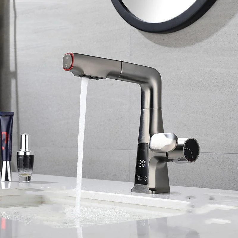 Modern Swivel Spout Sink Tap Bathroom Low Arc Lifting Tap -Bathlova