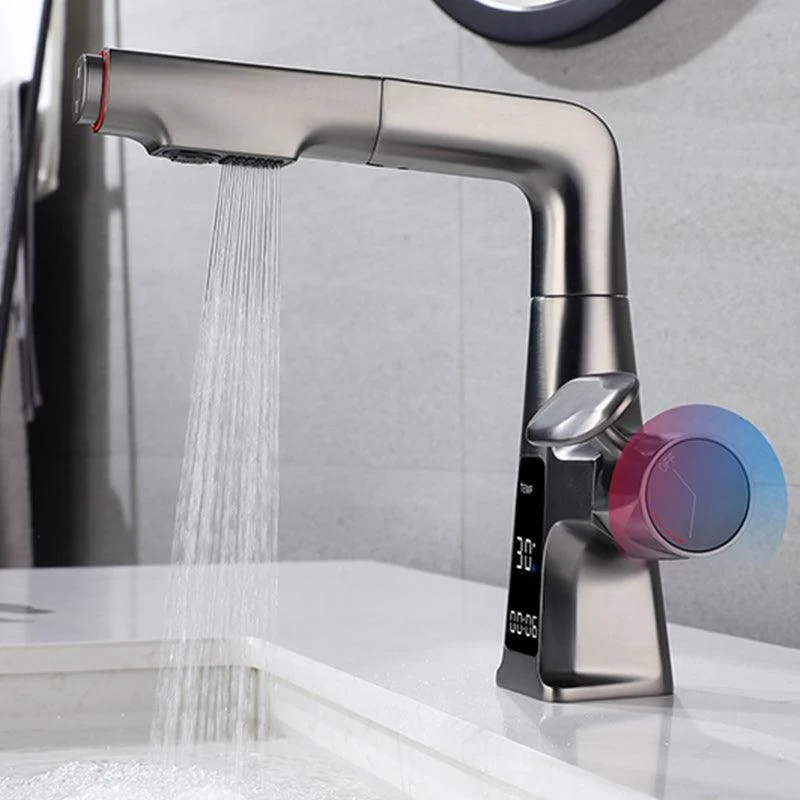 Modern Swivel Spout Sink Tap Bathroom Low Arc Lifting Tap -Bathlova