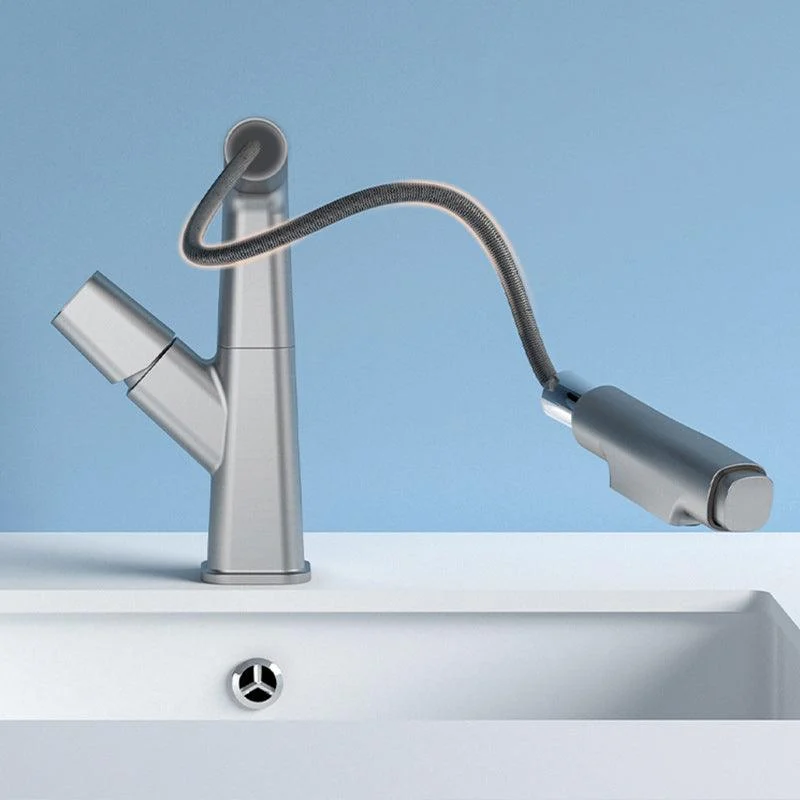 Modern Swivel Spout Vessel Tap Centerset Bathroom Tap with Knob Handle -Bathlova