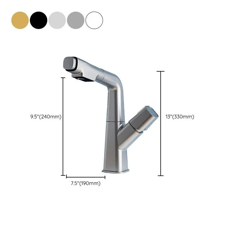 Modern Swivel Spout Vessel Tap Centerset Bathroom Tap with Knob Handle -Bathlova