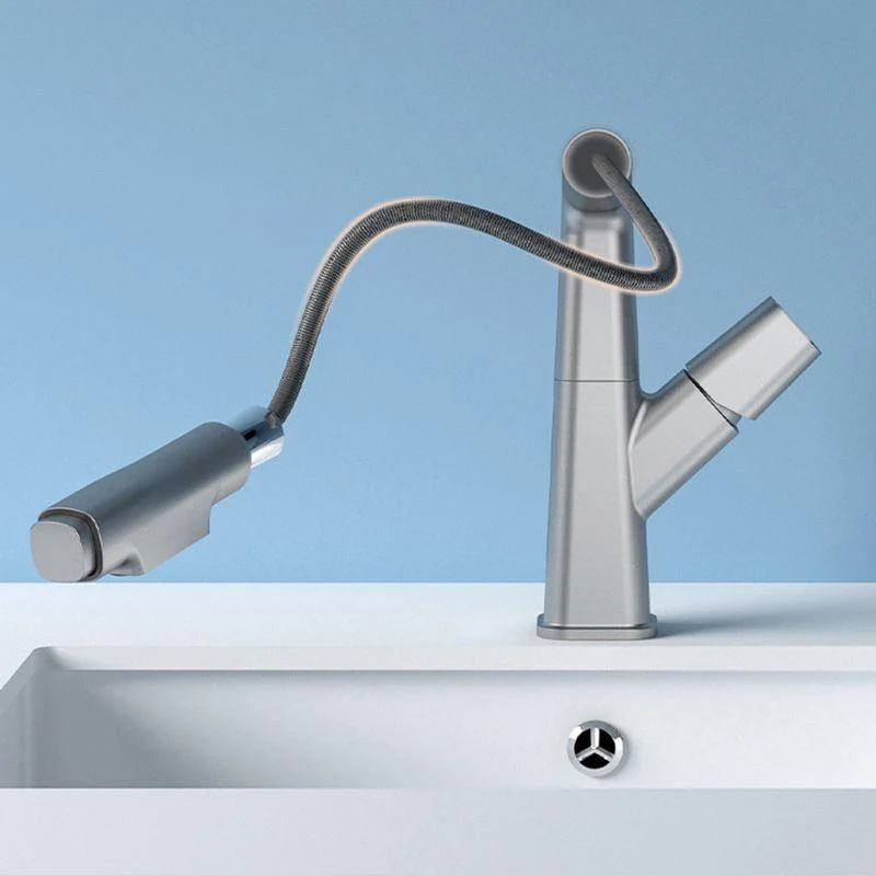 Modern Swivel Spout Vessel Tap Centerset Bathroom Tap with Knob Handle -Bathlova