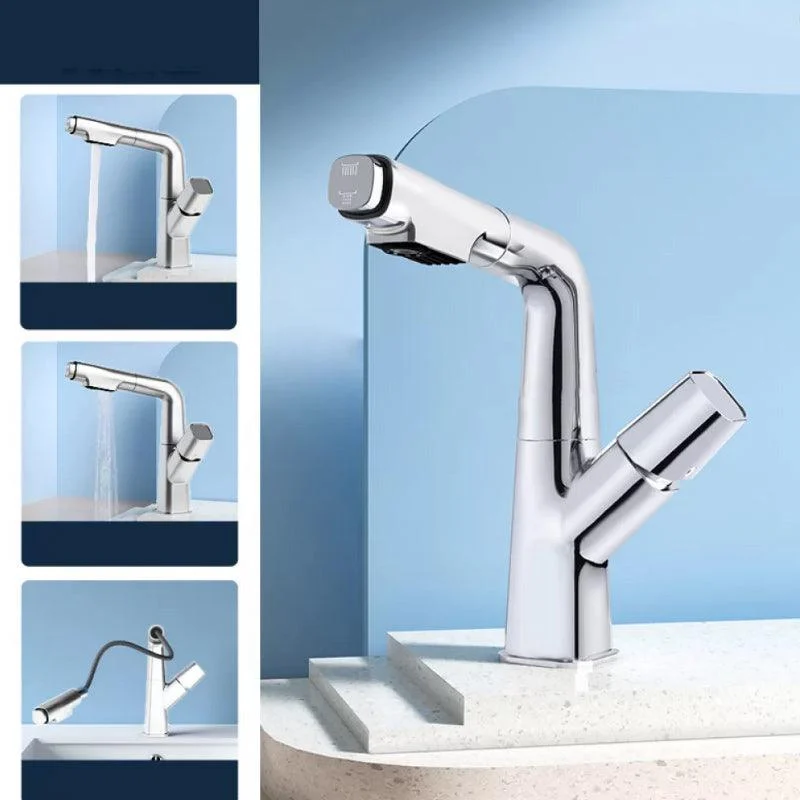 Modern Swivel Spout Vessel Tap Centerset Bathroom Tap with Knob Handle -Bathlova