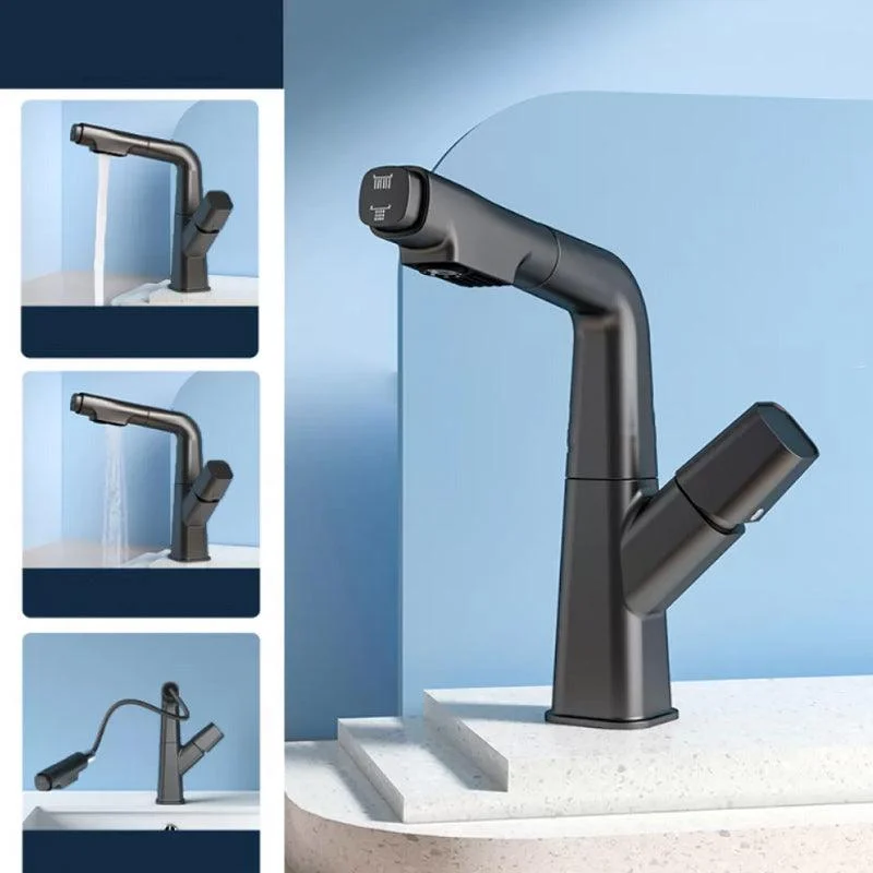 Modern Swivel Spout Vessel Tap Centerset Bathroom Tap with Knob Handle -Bathlova