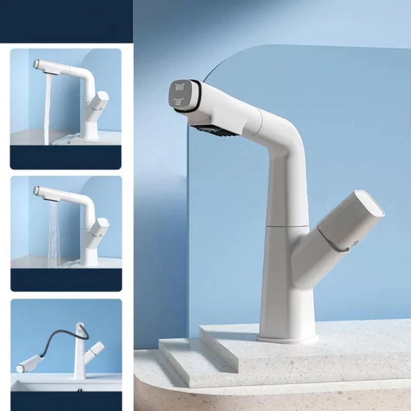 Modern Swivel Spout Vessel Tap Centerset Bathroom Tap with Knob Handle -Bathlova