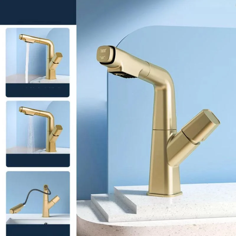 Modern Swivel Spout Vessel Tap Centerset Bathroom Tap with Knob Handle -Bathlova