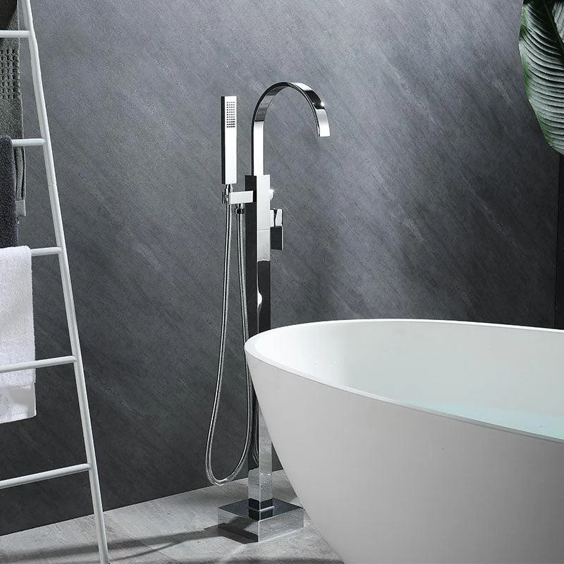 Modern Tap Free Standing Rod Handle Tube Handheld Shower Head Bathtub Tap -Bathlova