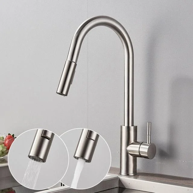 Modern Tap Kitchen Tap Rotatable Mixer Tap Single Sharp Handle -Bathlova