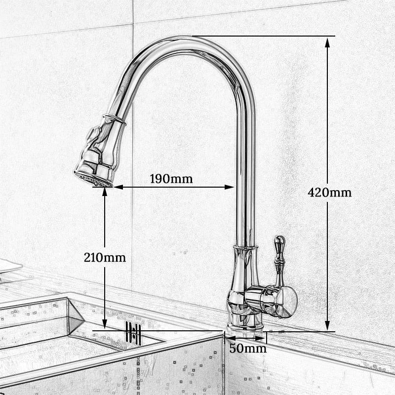 Modern Tap Kitchen Tap Rotatable Mixer Tap Single Sharp Handle -Bathlova