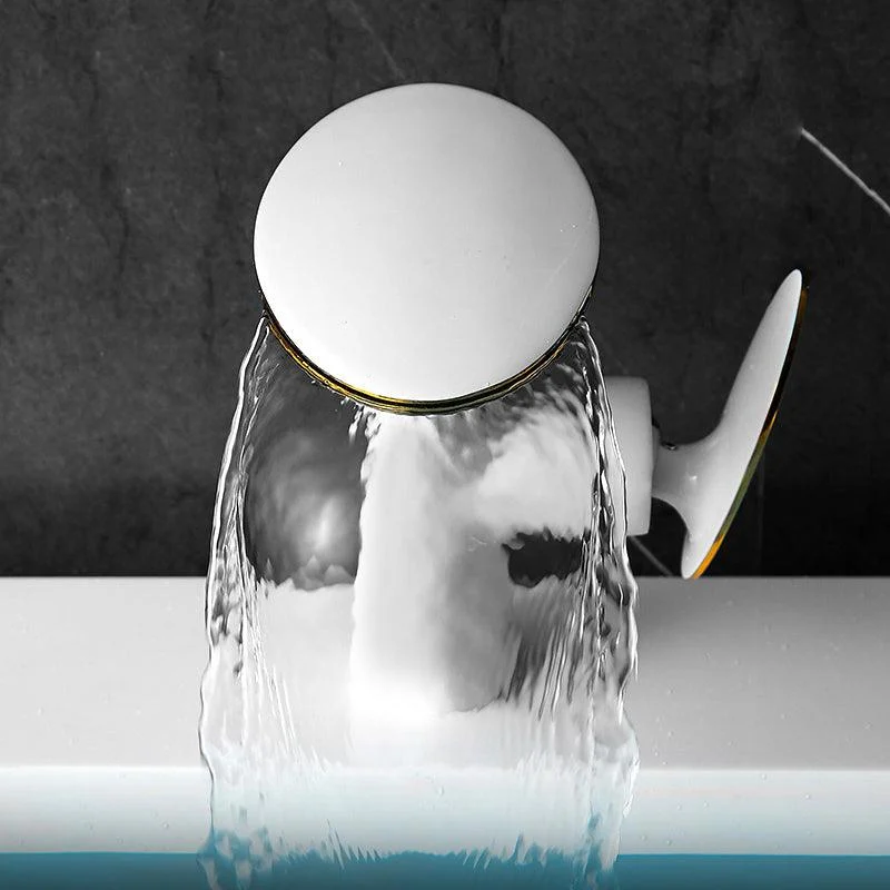 Modern Tap Waterfall Spout Single Hole Lever Handle Bathroom Tap -Bathlova