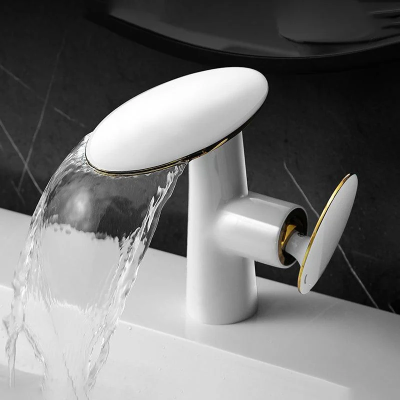 Modern Tap Waterfall Spout Single Hole Lever Handle Bathroom Tap -Bathlova