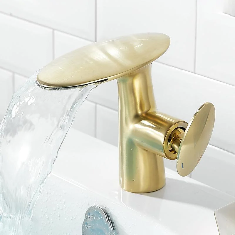 Modern Tap Waterfall Spout Single Hole Lever Handle Bathroom Tap -Bathlova