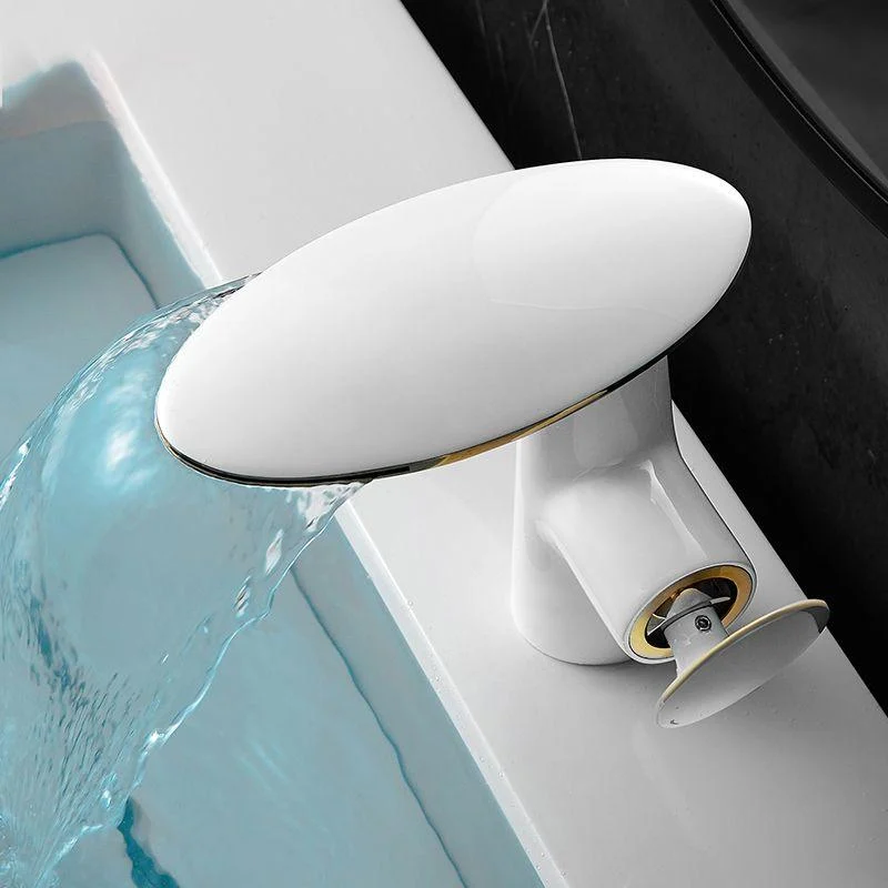 Modern Tap Waterfall Spout Single Hole Lever Handle Bathroom Tap -Bathlova