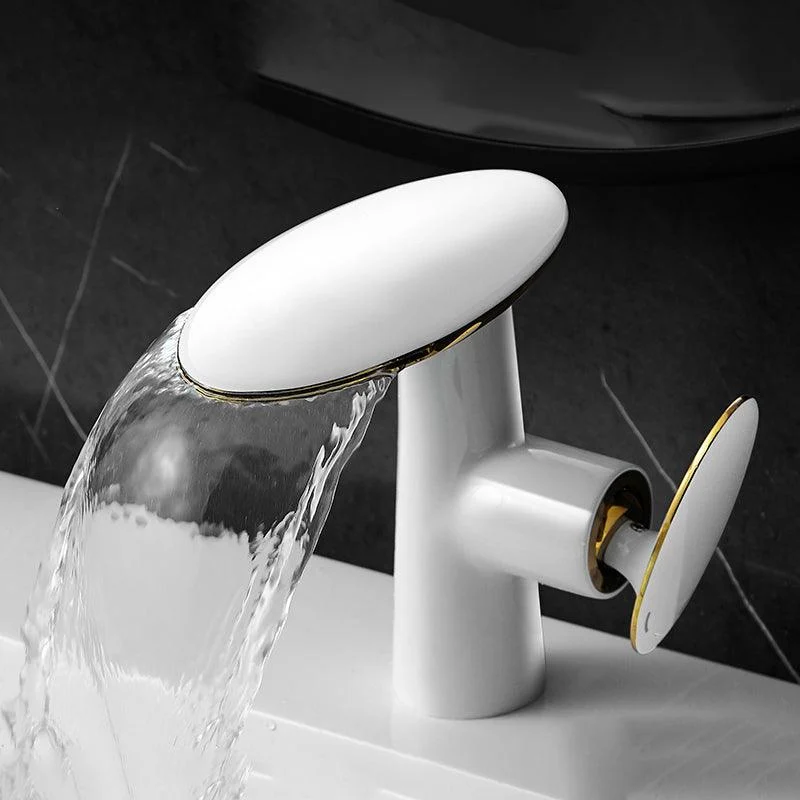 Modern Tap Waterfall Spout Single Hole Lever Handle Bathroom Tap -Bathlova