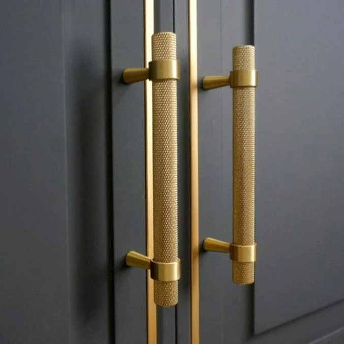 Modern Textured Brass Cabinet and Drawer Handles -Bathlova