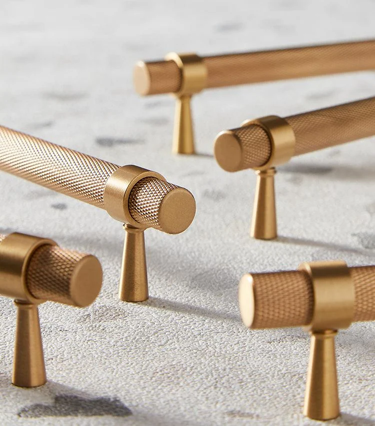 Modern Textured Brass Cabinet and Drawer Handles -Bathlova