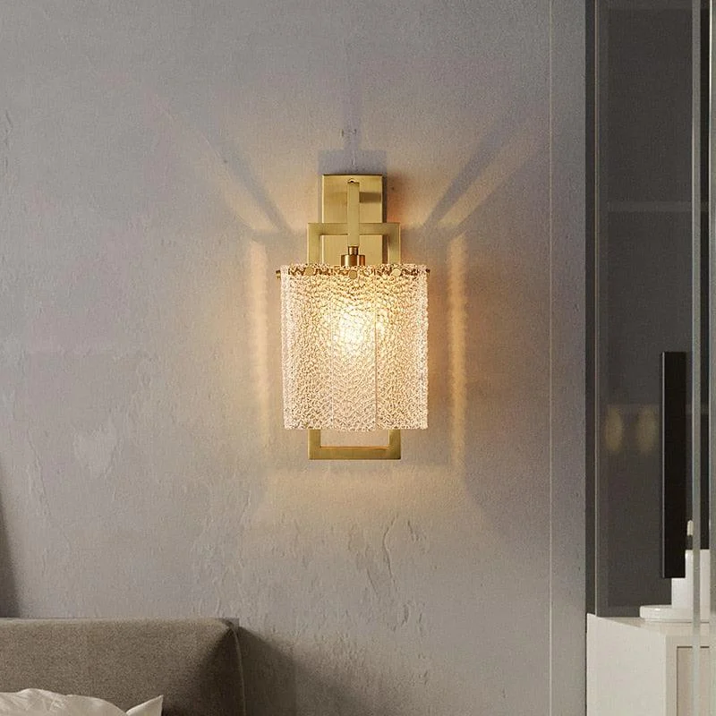 Modern Textured Glass Wall Sconce -Bathlova