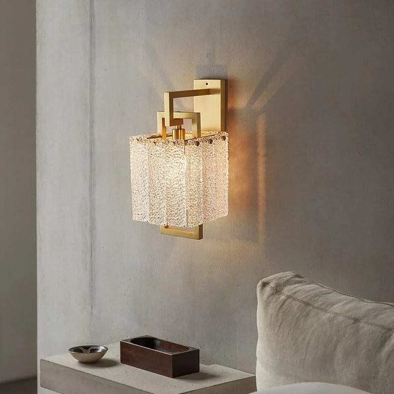 Modern Textured Glass Wall Sconce -Bathlova